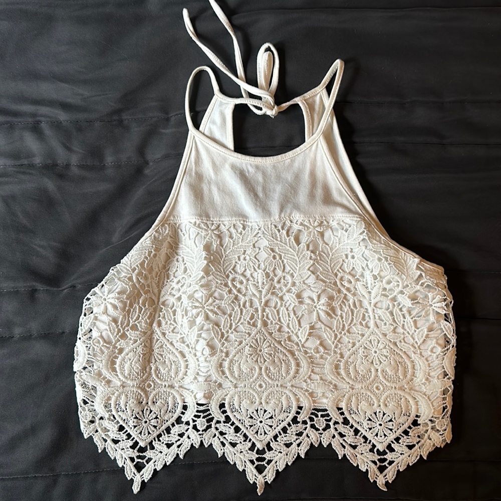 Garage White Crop Top